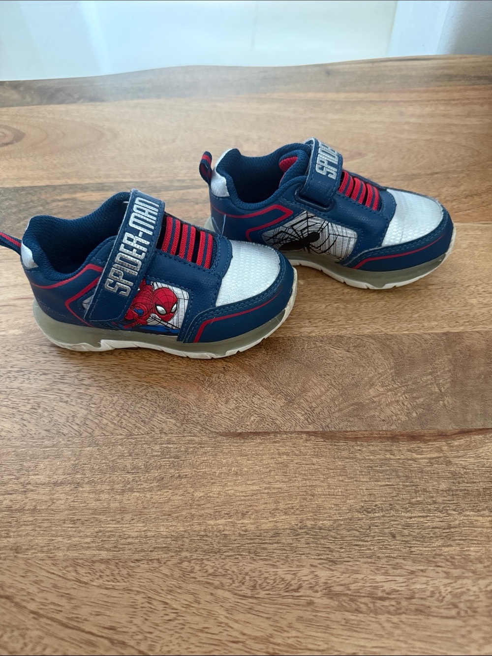 Spiderman Boys Navy, Red & White Slip-On Sneakers light up
